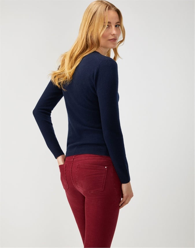 navy v neck cashmere sweater