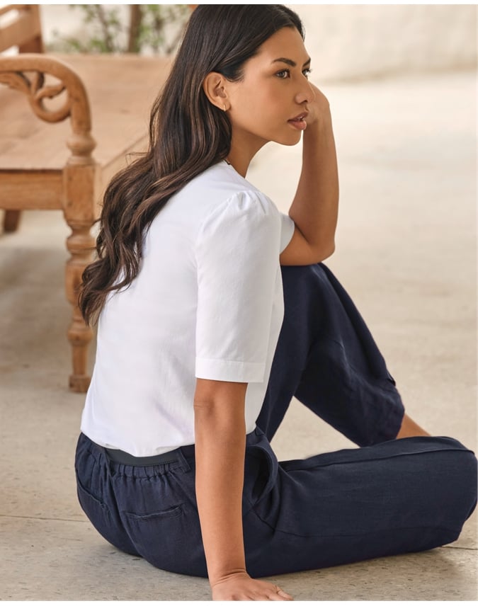 Woven Scallop Trim Jersey Tee