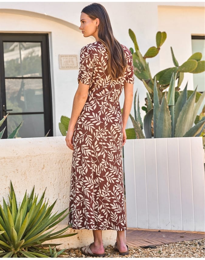 Leaf Print Jersey Dress