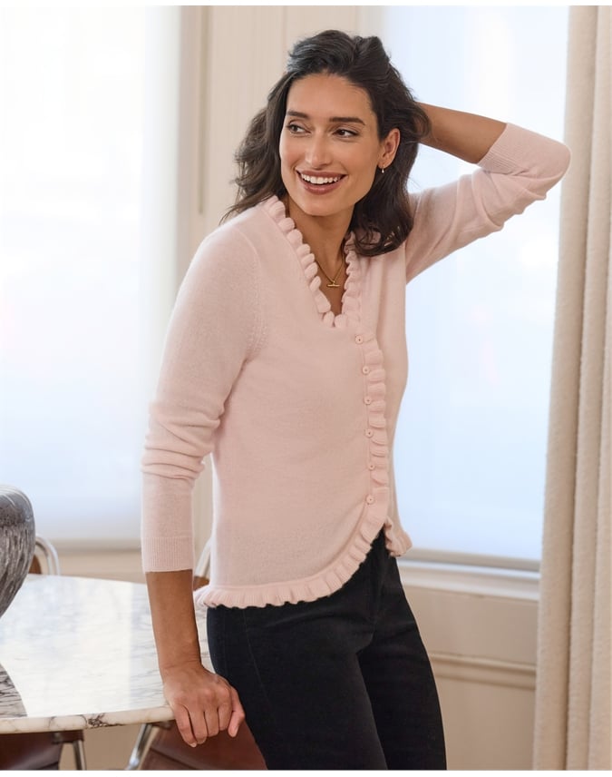 Cashmere Ruffle Cardigan