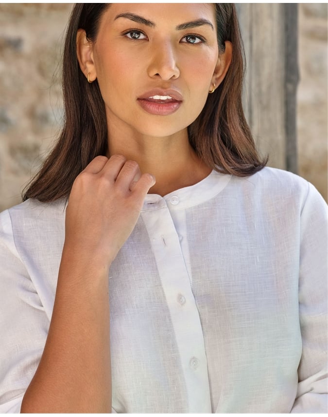 Linen Shirt Collarless