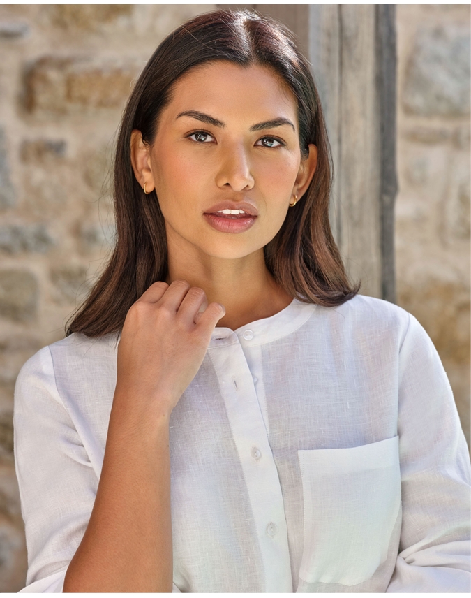 Linen Shirt Collarless