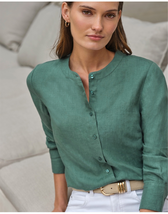 Linen Shirt Collarless