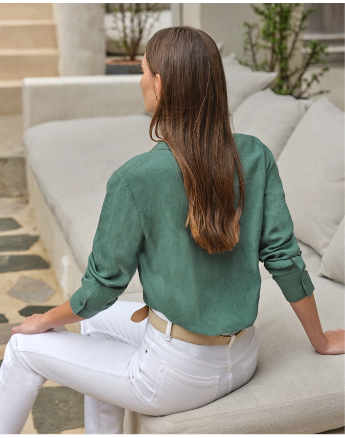Linen Shirt Collarless