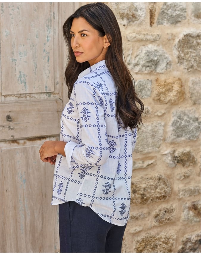 Blue Embroidered Shirt