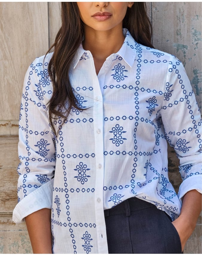 Blue Embroidered Shirt