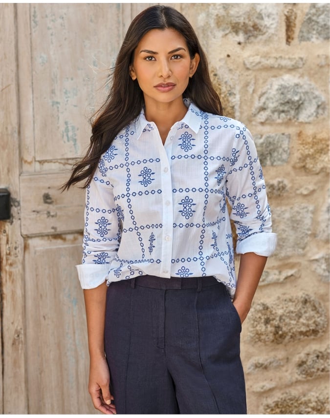 Blue Embroidered Shirt