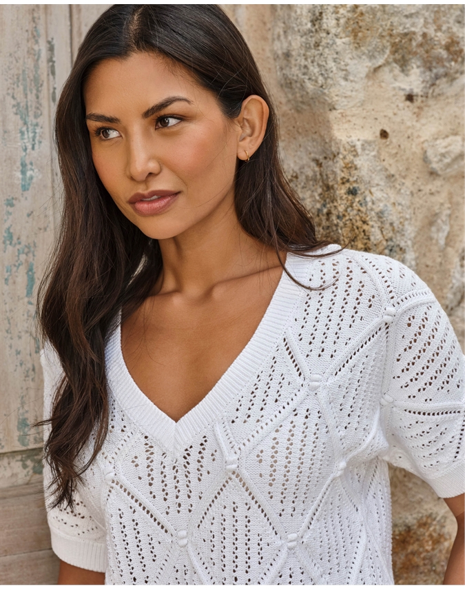 Cotton Short Sleeve Texture Top