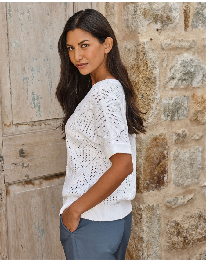 Cotton Short Sleeve Texture Top