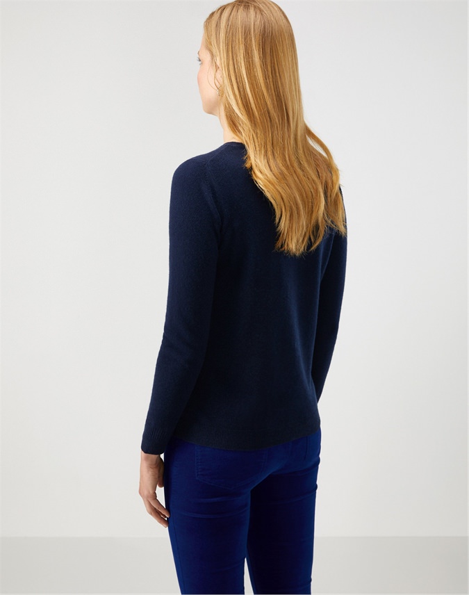 Navy Cashmere Straight Fit Crew Neck Sweater Pure Collection