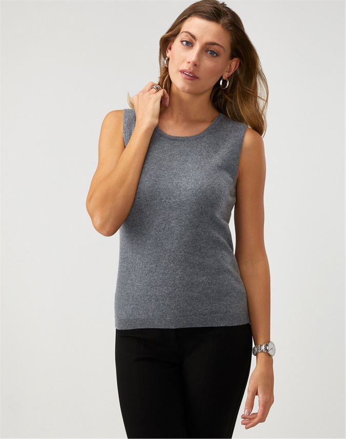 Soft Charcoal Cashmere Tank Pure Collection