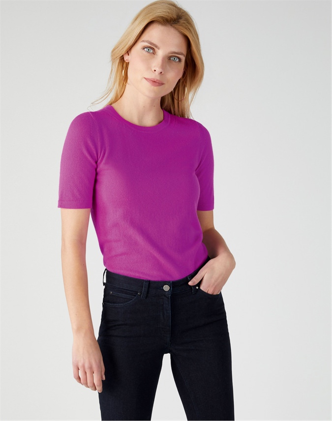Hot Magenta | Cashmere T-Shirt | Pure Collection