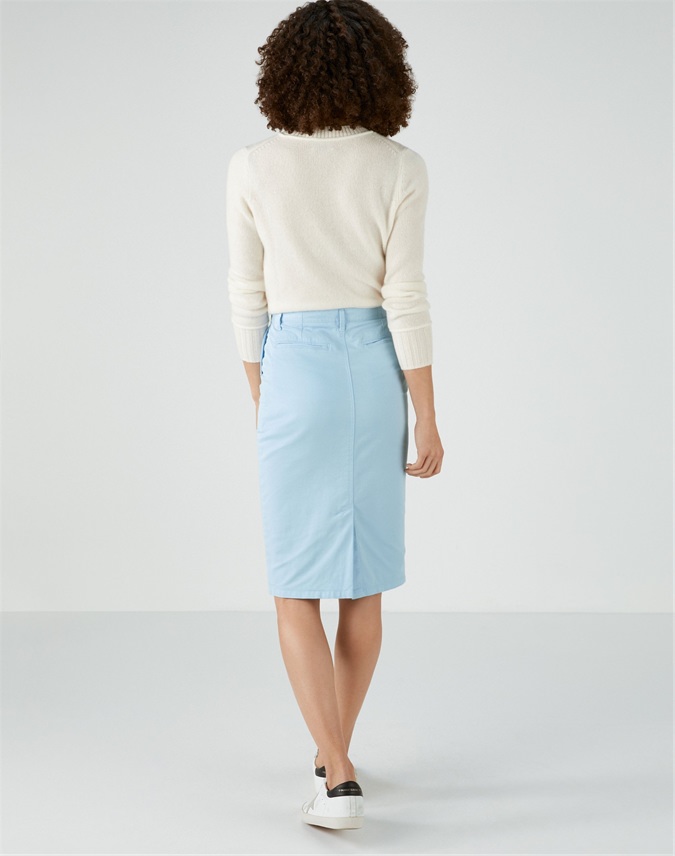 Pale Blue Chino Pencil Skirt Pure Collection