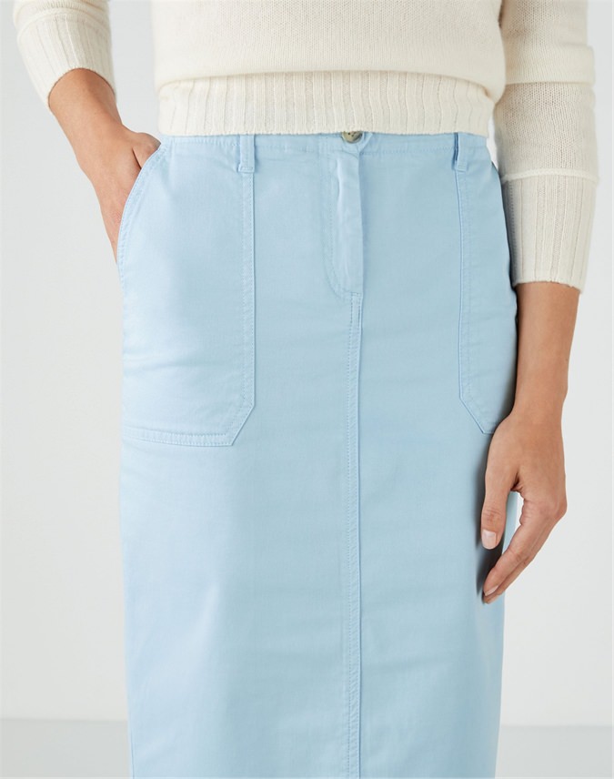Pale Blue Chino Pencil Skirt Pure Collection