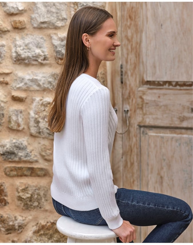 Cotton Rib Zip Cardigan