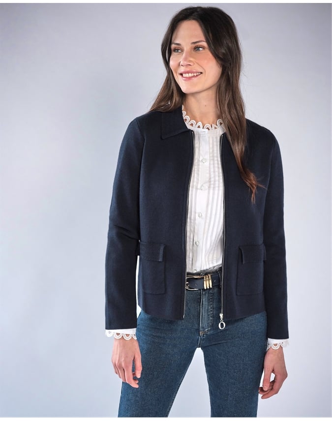 Wool Blend Milano Zip Jacket