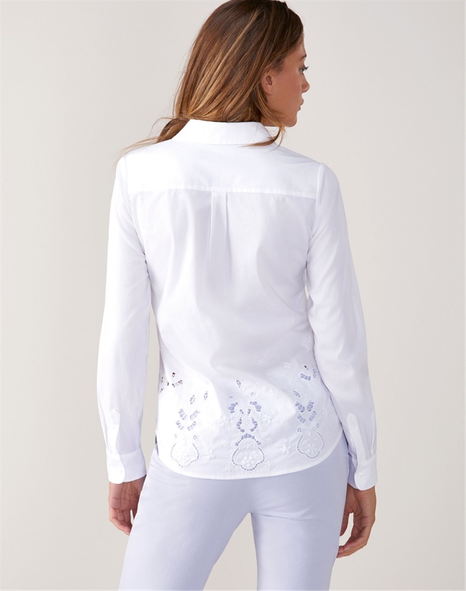 White | Cotton Embroidered Shirt | Pure Collection