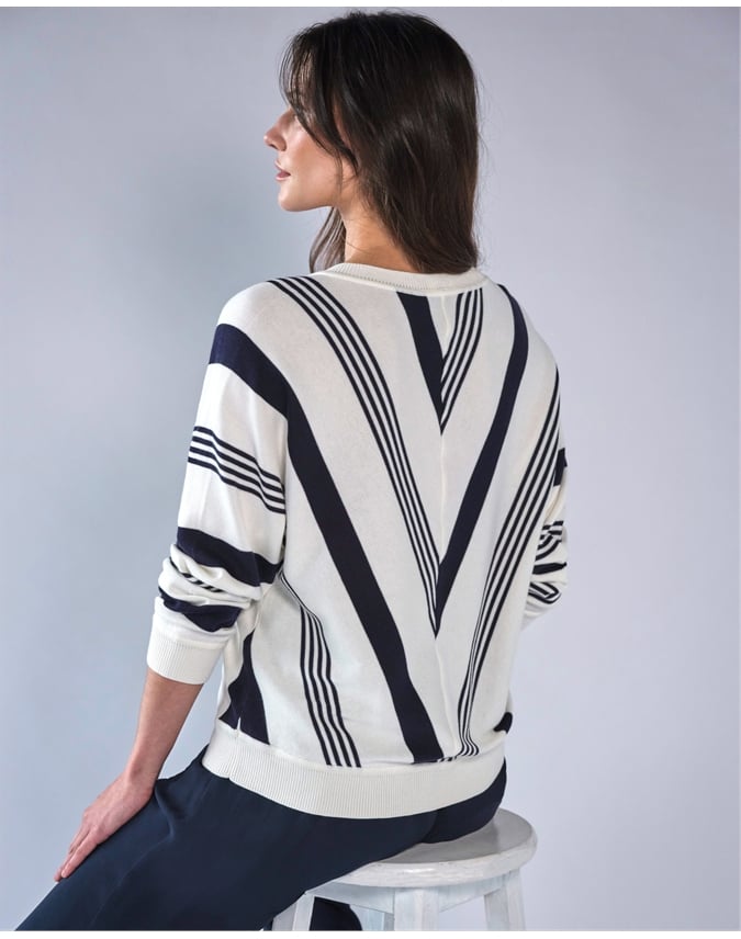 Supima Cotton Stripe Chevron Sweater