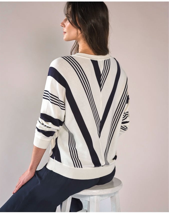 Supima Cotton Stripe Chevron Sweater
