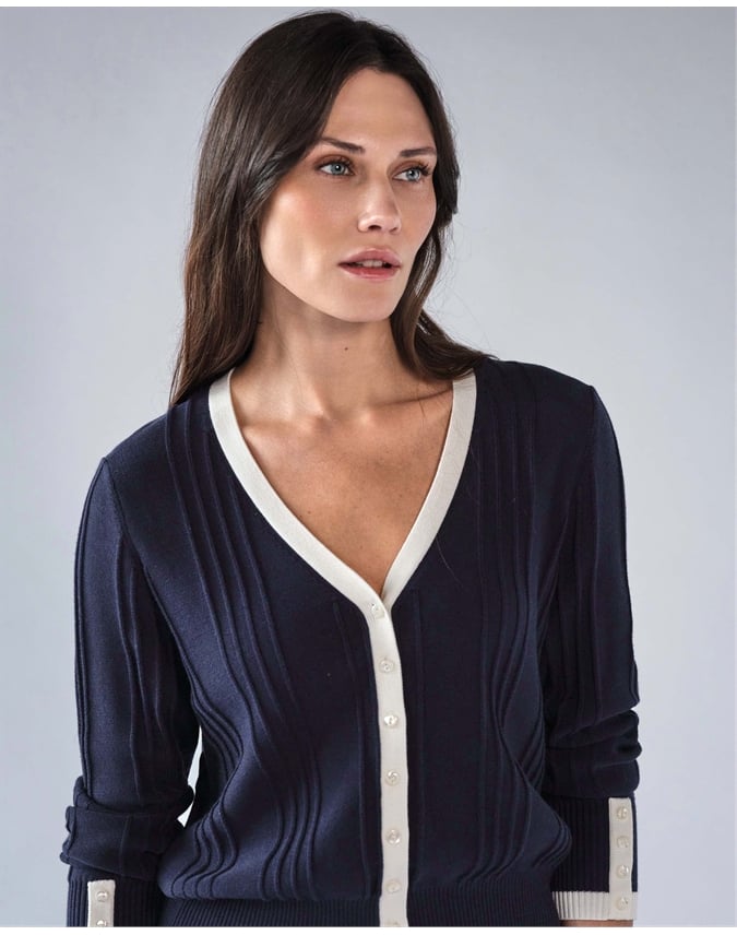 Supima Cotton V Tipped Cardigan