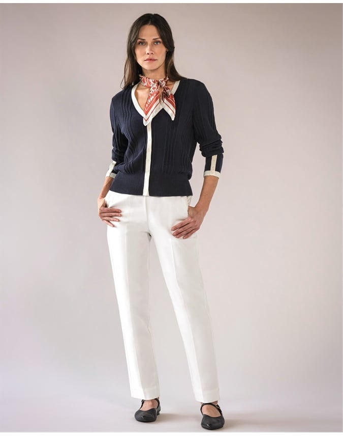 Supima Cotton V Tipped Cardigan