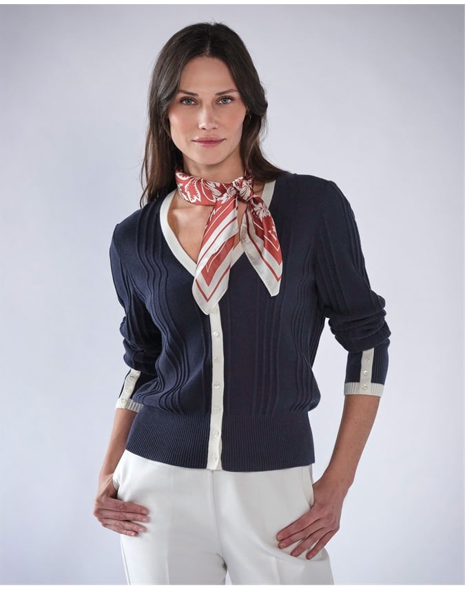 Supima Cotton V Tipped Cardigan