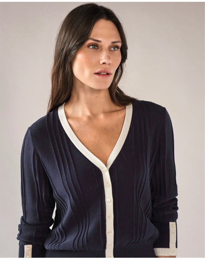Supima Cotton V Tipped Cardigan