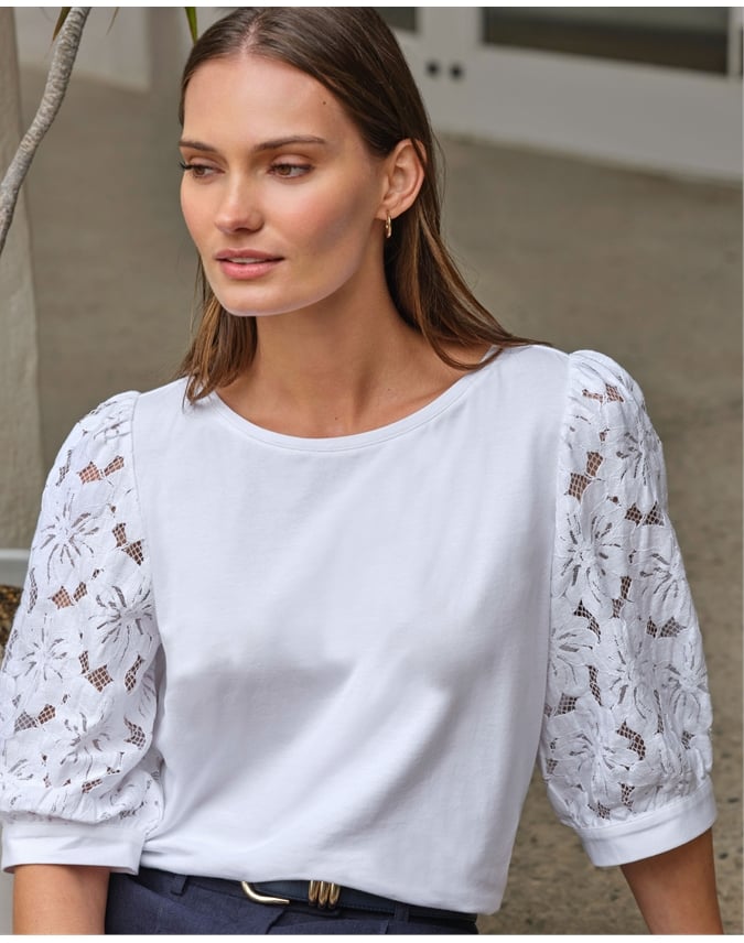 Lace Sleeve Tee
