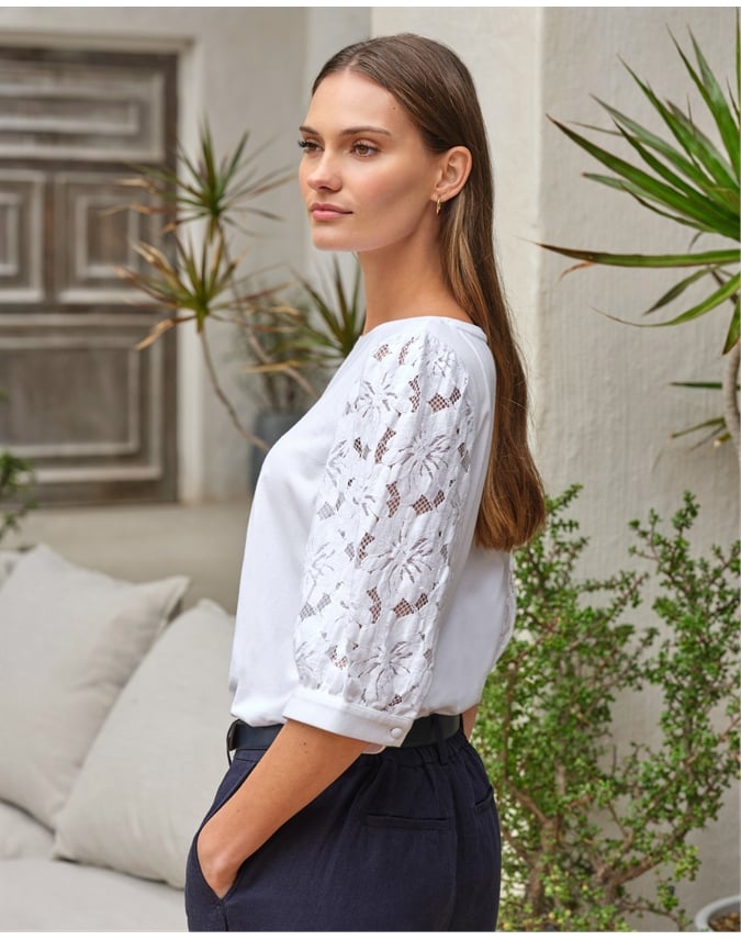 Lace Sleeve Tee