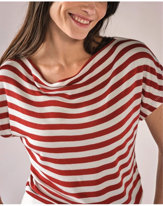 Stripe Cowl Top