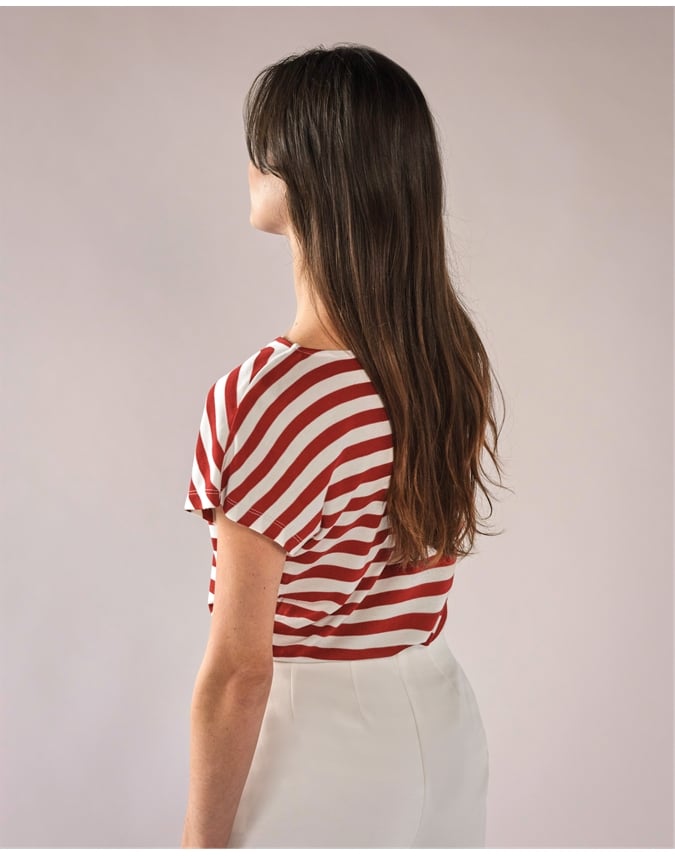 Stripe Cowl Top