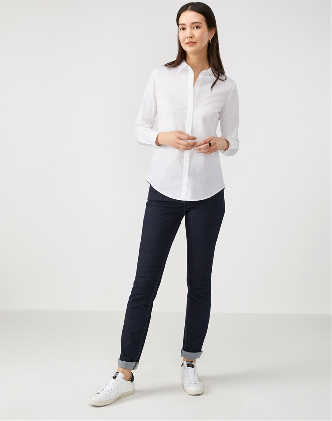 White Stud Collar Cotton Shirt Pure Collection