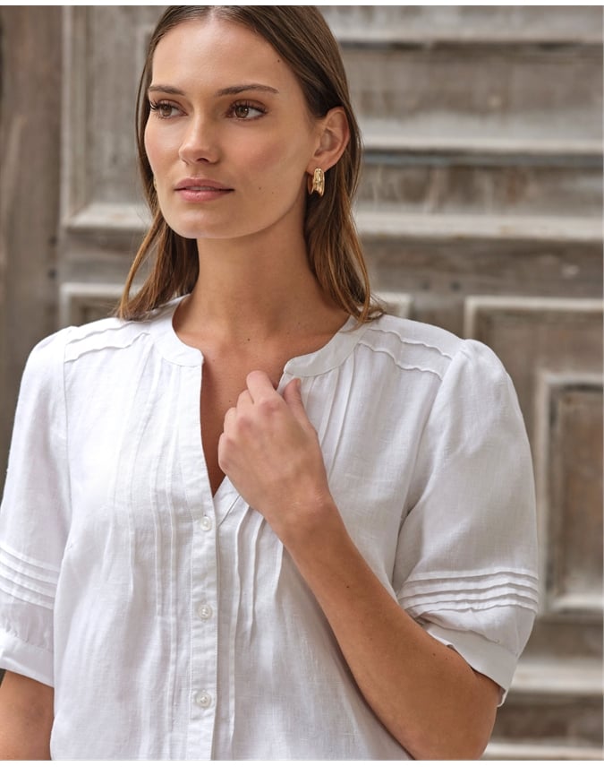 Linen Pintuck Blouse