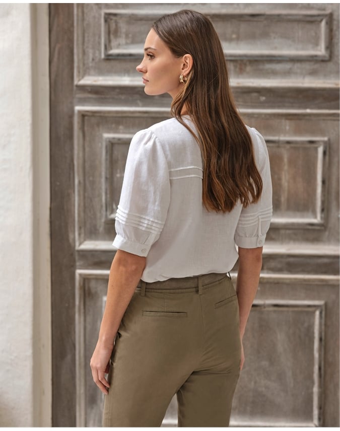 Linen Pintuck Blouse