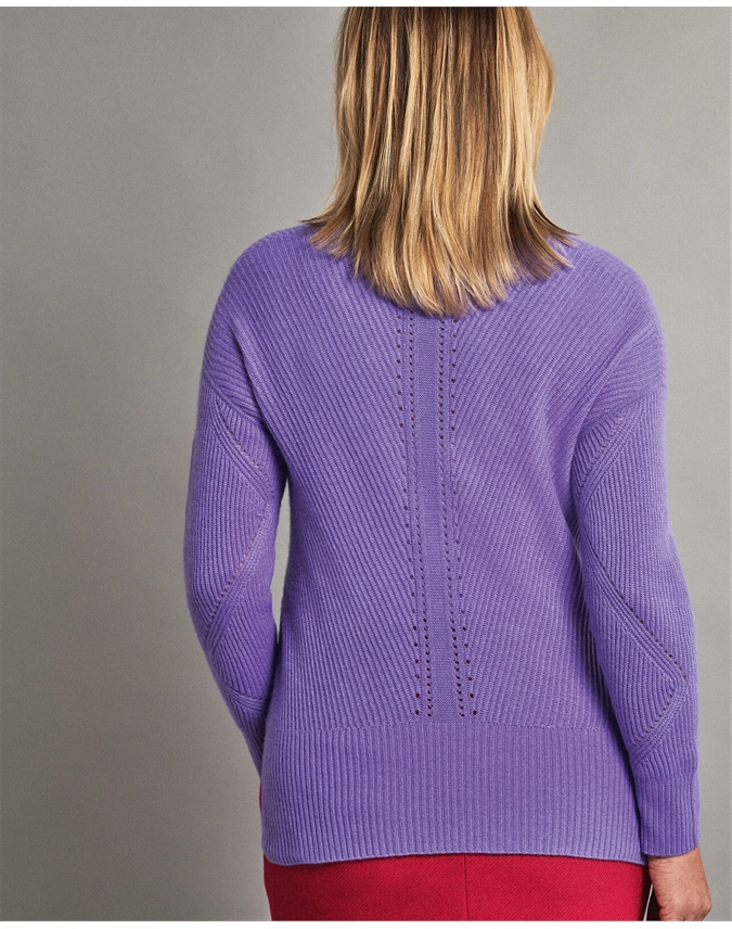 Gassato Pointelle Detail V Neck Sweater