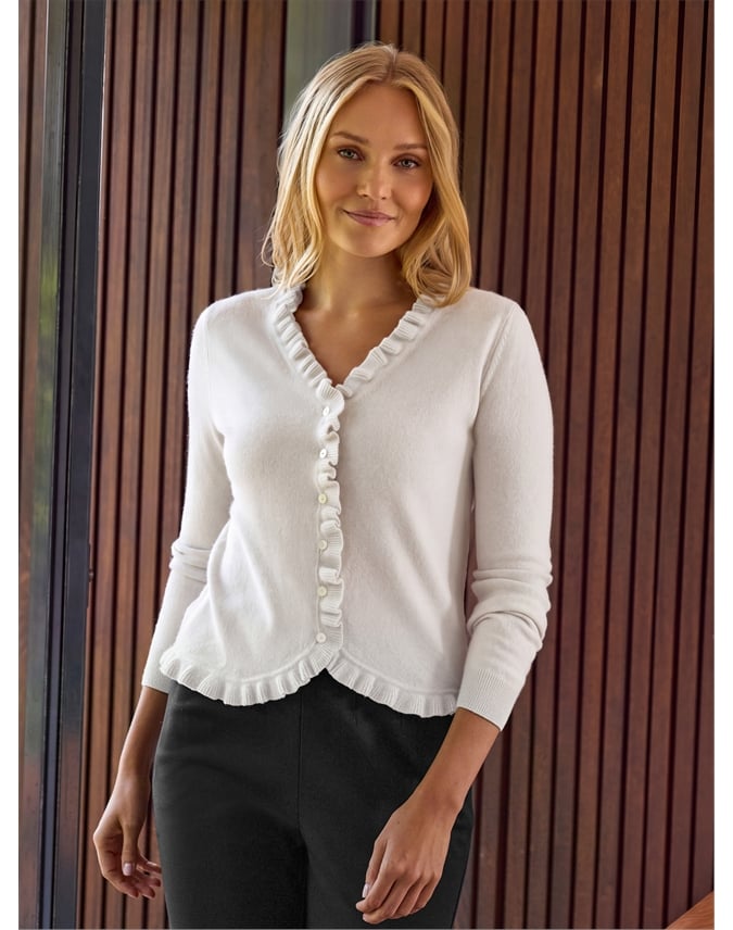 Cashmere Ruffle Cardigan