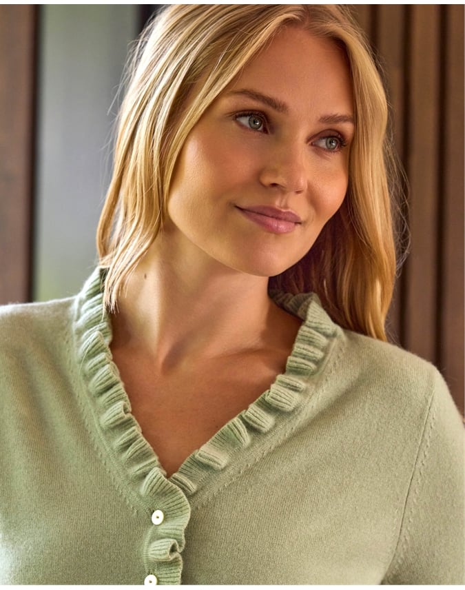 Cashmere Ruffle Cardigan