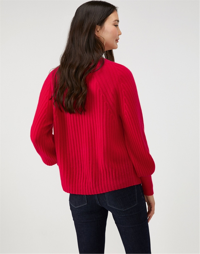 Pillarbox Red | Gassato Ribbed Boat Neck Sweater | Pure Collection