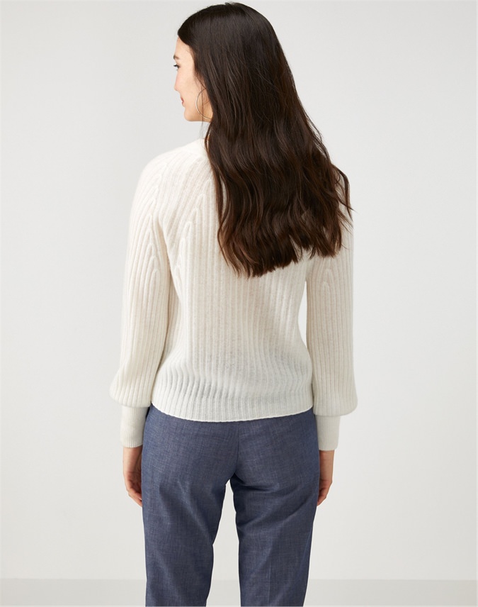 Soft White Gassato Ribbed Boat Neck Sweater Pure Collection