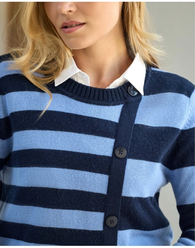 Cashmere Blend Asymmetric Stripe Sweater