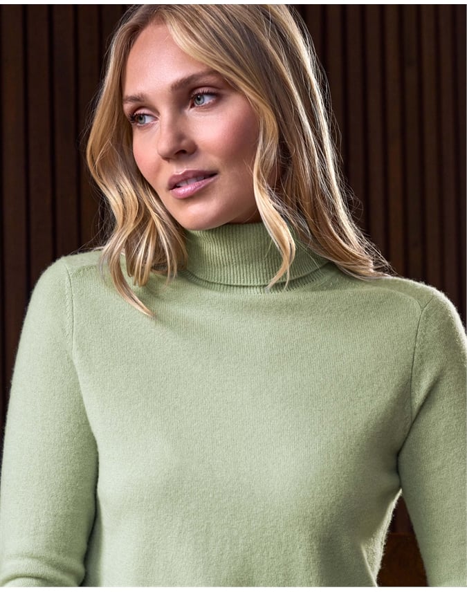 Womens Cashmere Polo Neck Sweater