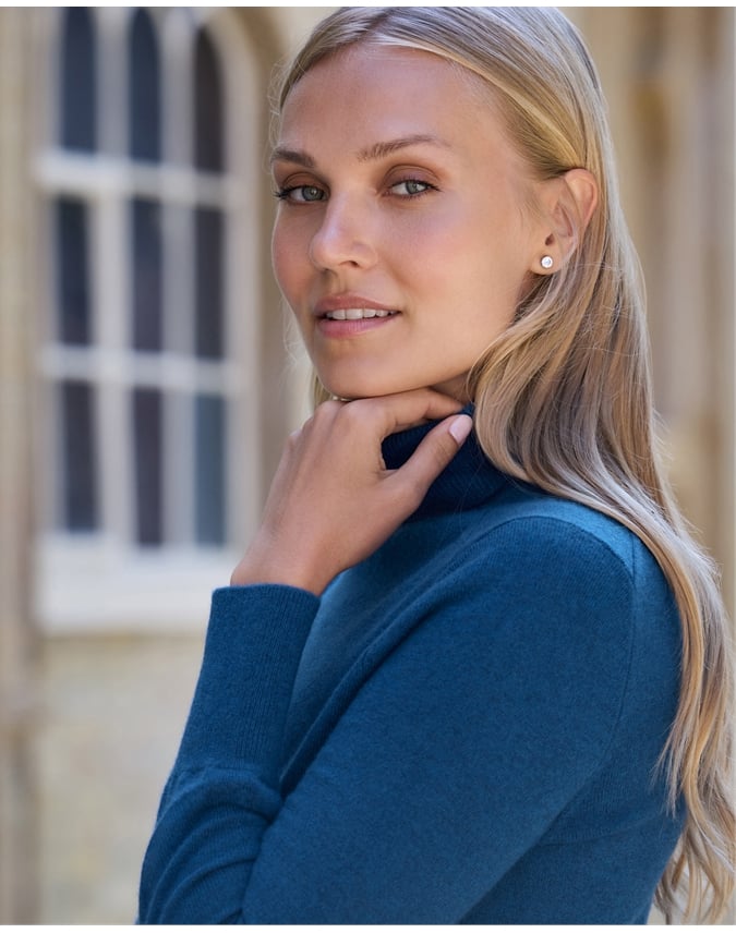 Womens Cashmere Polo Neck Sweater