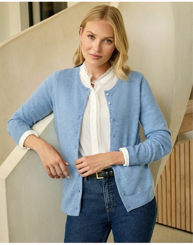 Cashmere Crew Neck Cardigan