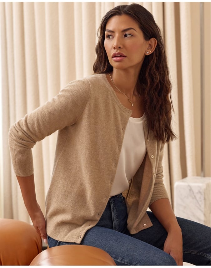 Cashmere Crew Neck Cardigan