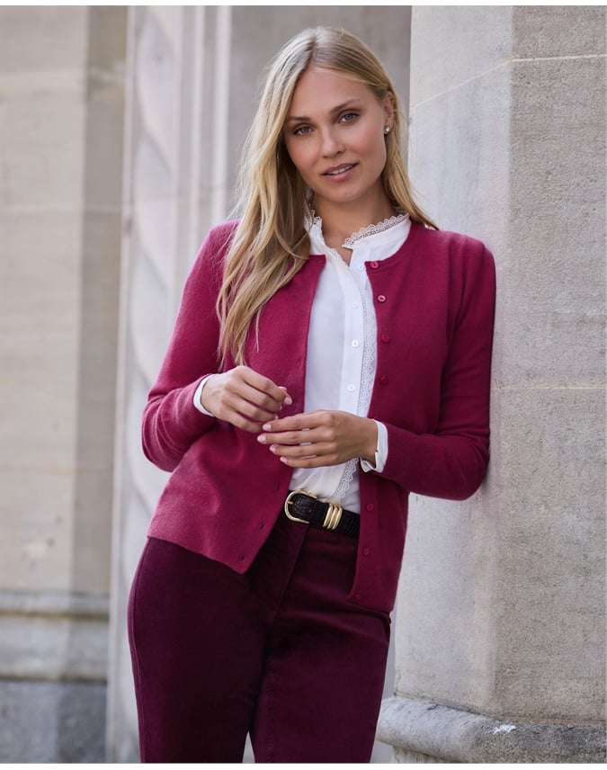 Cashmere Crew Neck Cardigan