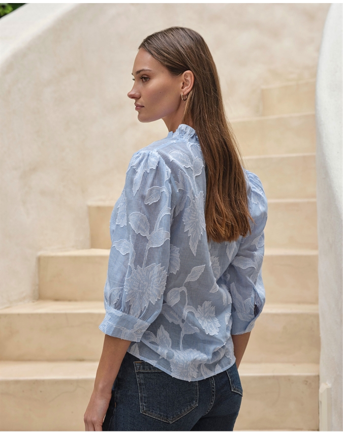 Floral Textured Half Sleeve Blouse