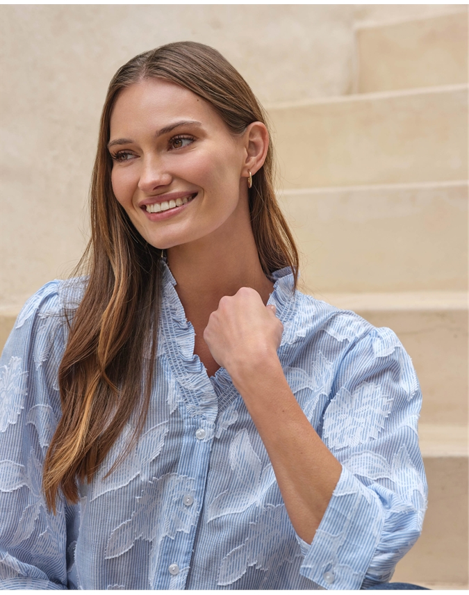 Floral Textured Half Sleeve Blouse