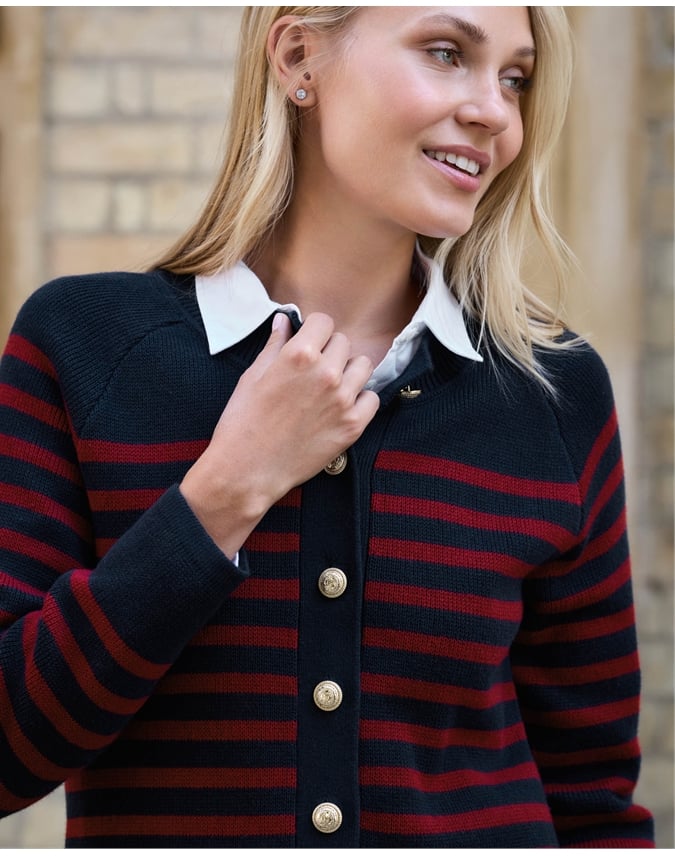 Cotton Cashmere Stripe Cardigan
