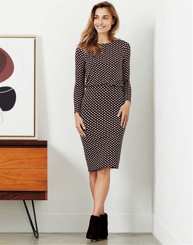 burgundy spot dress