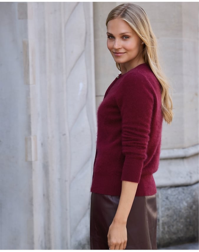 Brushed Wool Cashmere Cardigan